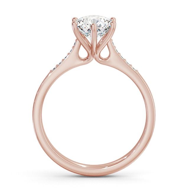 Round Diamond Engagement Ring 18K Rose Gold Solitaire With Side Stones - Isel ENRD28S_RG_UP