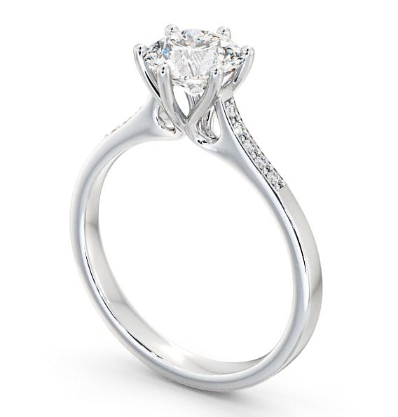 Round Diamond Engagement Ring Platinum Solitaire With Side Stones - Isel ENRD28S_WG_THUMB1