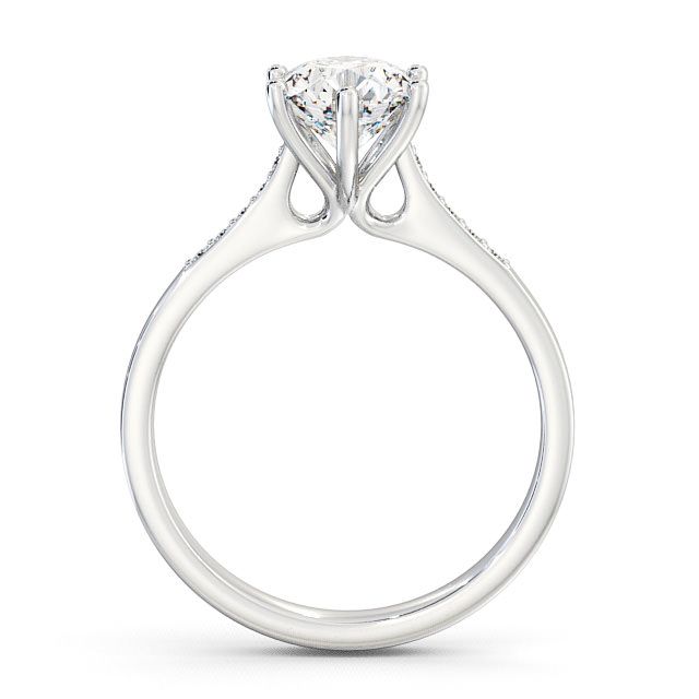 Round Diamond Engagement Ring Palladium Solitaire With Side Stones - Isel ENRD28S_WG_UP