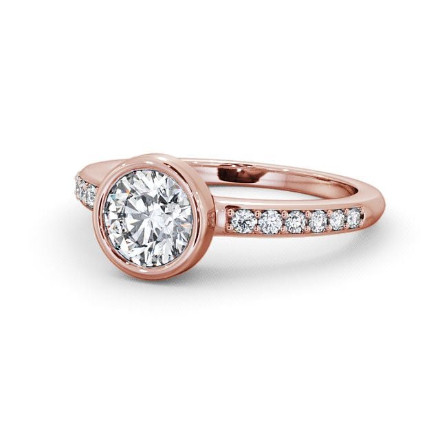Round Diamond Engagement Ring 18K Rose Gold Solitaire With Side Stones - Ockley ENRD32S_RG_FLAT