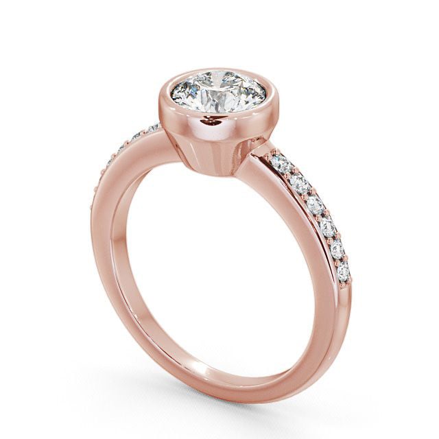 Round Diamond Engagement Ring 18K Rose Gold Solitaire With Side Stones - Ockley ENRD32S_RG_SIDE