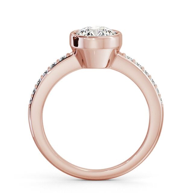 Round Diamond Engagement Ring 18K Rose Gold Solitaire With Side Stones - Ockley ENRD32S_RG_UP