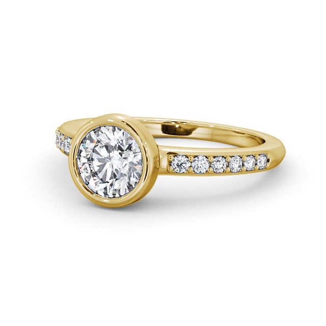 Round Diamond Engagement Ring 9K Yellow Gold Solitaire With Side Stones - Ockley ENRD32S_YG_FLAT