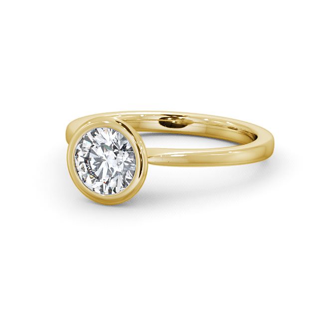Round Diamond Engagement Ring 18K Yellow Gold Solitaire - Morley ENRD33_YG_FLAT