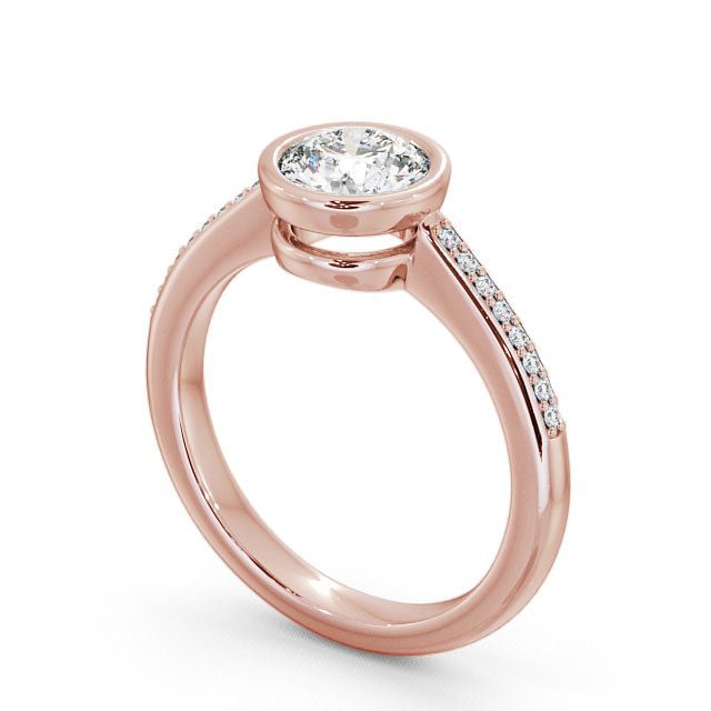 Round Diamond Engagement Ring 18K Rose Gold Solitaire With Side Stones - Plaidy ENRD36S_RG_SIDE