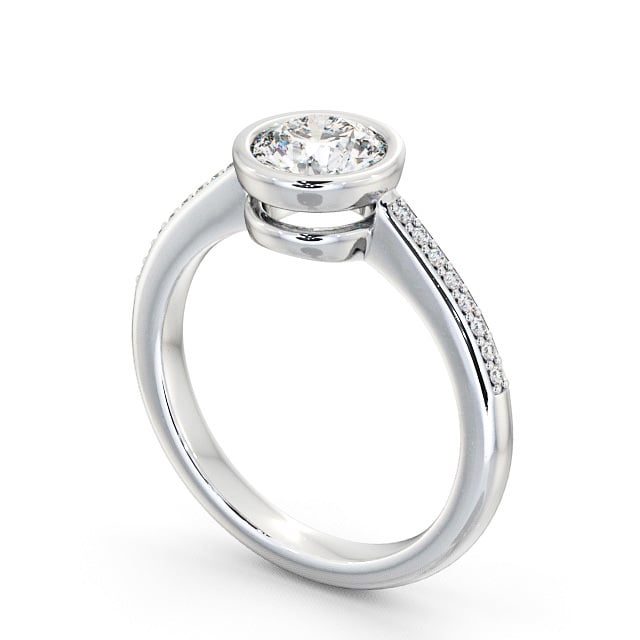 Round Diamond Engagement Ring Palladium Solitaire With Side Stones - Plaidy ENRD36S_WG_SIDE