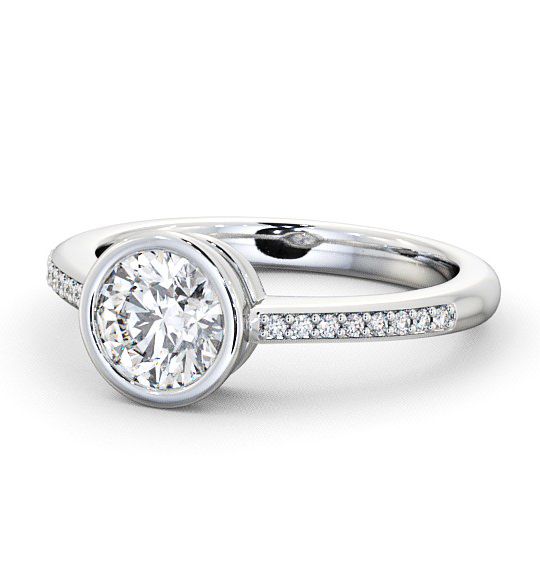  Round Diamond Engagement Ring 18K White Gold Solitaire With Side Stones - Plaidy ENRD36S_WG_THUMB2 