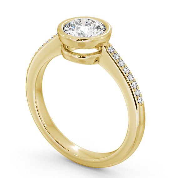 Round Diamond Engagement Ring 9K Yellow Gold Solitaire With Side Stones - Plaidy ENRD36S_YG_THUMB1