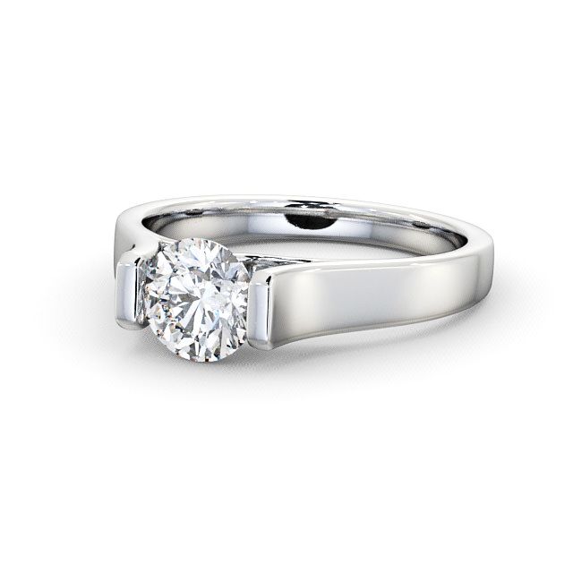 Round Diamond Engagement Ring 9K White Gold Solitaire - Palion ENRD37_WG_FLAT