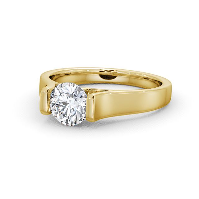 Round Diamond Engagement Ring 18K Yellow Gold Solitaire - Palion ENRD37_YG_FLAT