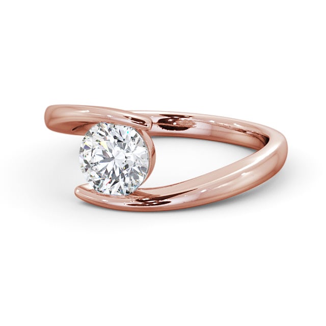 Round Diamond Engagement Ring 18K Rose Gold Solitaire - Linley ENRD38_RG_FLAT