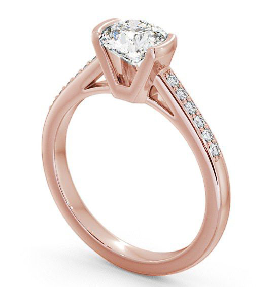 Round Diamond Engagement Ring 18K Rose Gold Solitaire With Side Stones - Castell ENRD39S_RG_THUMB1