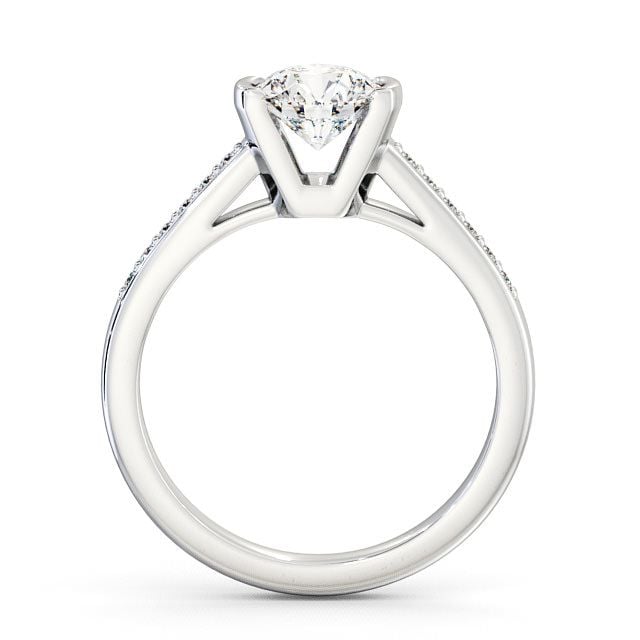 Round Diamond Engagement Ring 18K White Gold Solitaire With Side Stones - Castell ENRD39S_WG_UP