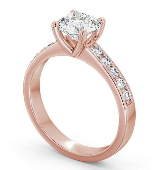 Round Diamond Engagement Ring 18K Rose Gold Solitaire With Side Stones - Danbury ENRD3S_RG_THUMB1