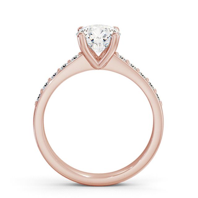 Round Diamond Engagement Ring 18K Rose Gold Solitaire With Side Stones - Danbury ENRD3S_RG_UP
