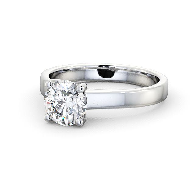 Round Diamond Engagement Ring Platinum Solitaire - Juniper ENRD3_WG_FLAT