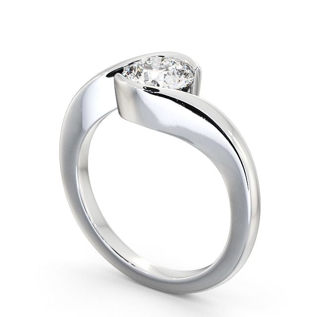 Round Diamond Engagement Ring 9K White Gold Solitaire - Kelby ENRD40_WG_SIDE
