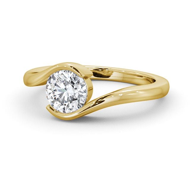 Round Diamond Engagement Ring 18K Yellow Gold Solitaire - Kelby ENRD40_YG_FLAT