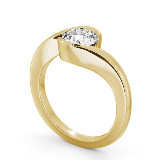 Round Diamond Engagement Ring 18K Yellow Gold Solitaire - Kelby ENRD40_YG_SIDE
