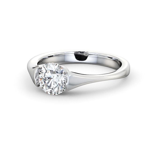 Round Diamond Engagement Ring Palladium Solitaire - Ballela ENRD42_WG_FLAT