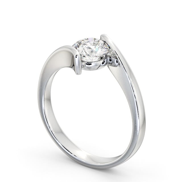Round Diamond Engagement Ring 18K White Gold Solitaire - Newall ENRD43_WG_SIDE
