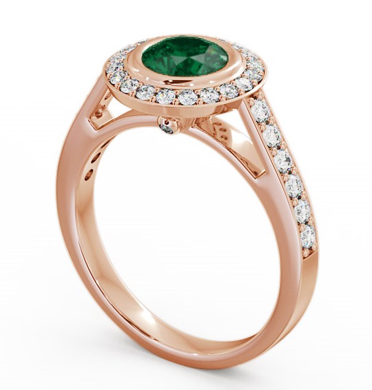Halo Emerald and Diamond 1.11ct Ring 9K Rose Gold - Allerby ENRD44GEM_RG_EM_THUMB1