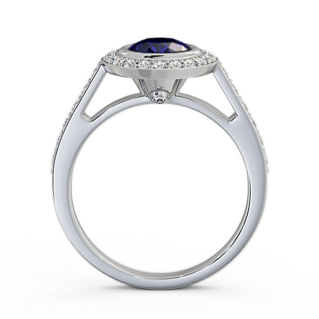 Halo Blue Sapphire and Diamond 1.36ct Ring Platinum - Allerby ENRD44GEM_WG_BS_UP