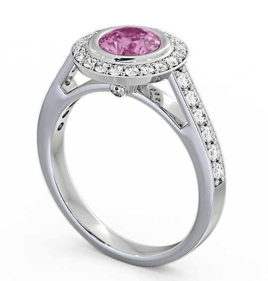 Halo Pink Sapphire and Diamond 1.36ct Ring 9K White Gold - Allerby ENRD44GEM_WG_PS_THUMB1