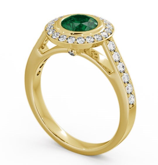Halo Emerald and Diamond 1.11ct Ring 9K Yellow Gold - Allerby ENRD44GEM_YG_EM_THUMB1