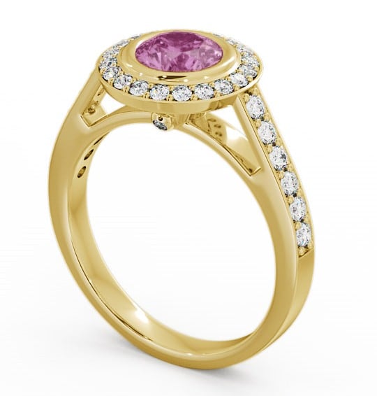 Halo Pink Sapphire and Diamond 1.36ct Ring 9K Yellow Gold - Allerby ENRD44GEM_YG_PS_THUMB1