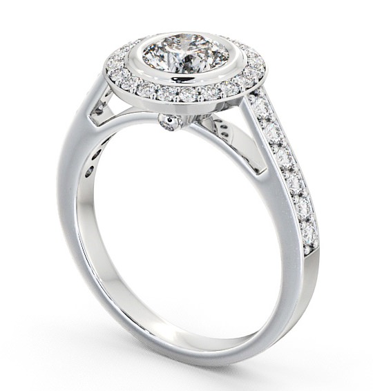  Halo Round Diamond Engagement Ring 18K White Gold - Allerby ENRD44_WG_THUMB1 