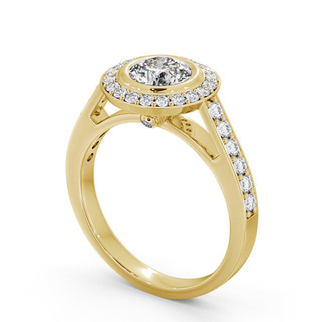 Halo Round Diamond Engagement Ring 9K Yellow Gold - Allerby ENRD44_YG_SIDE
