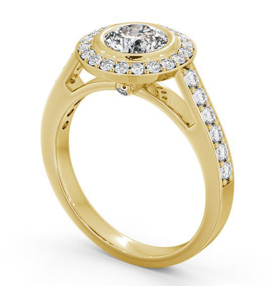 Halo Round Diamond Engagement Ring 9K Yellow Gold - Allerby ENRD44_YG_THUMB1
