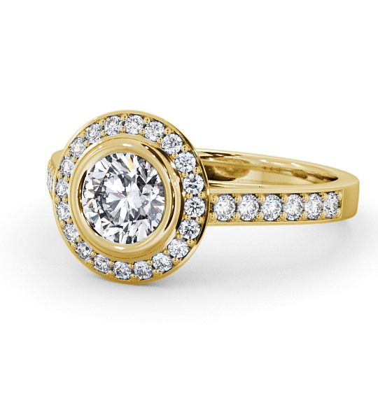  Halo Round Diamond Engagement Ring 18K Yellow Gold - Allerby ENRD44_YG_THUMB2 