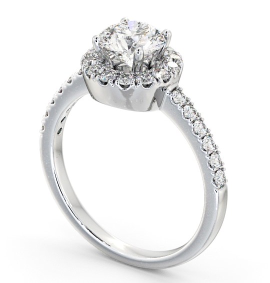  Halo Round Diamond Engagement Ring 18K White Gold - Caroe ENRD46_WG_THUMB1 