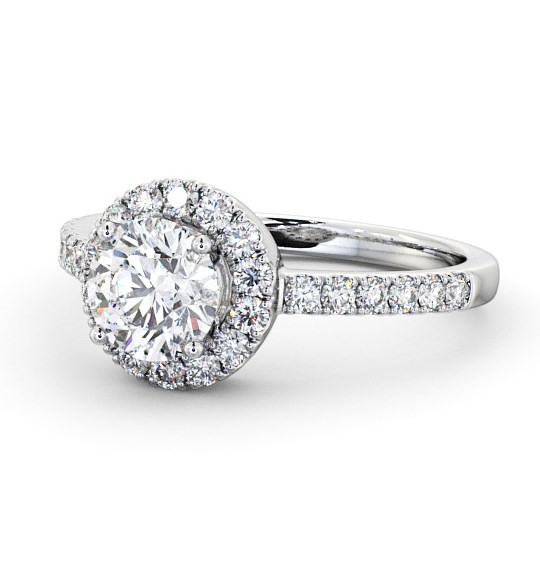  Halo Round Diamond Engagement Ring 18K White Gold - Caroe ENRD46_WG_THUMB2 