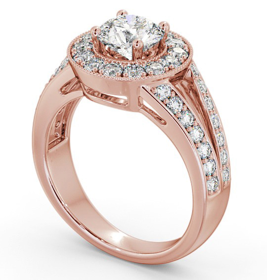 Halo Round Diamond Engagement Ring 18K Rose Gold - Edlington ENRD47_RG_THUMB1