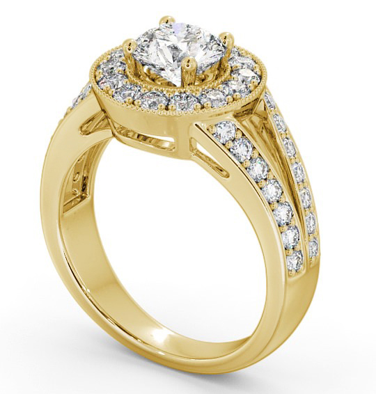 Halo Round Diamond Engagement Ring 18K Yellow Gold - Edlington ENRD47_YG_THUMB1