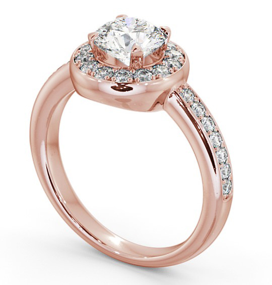  Halo Round Diamond Engagement Ring 18K Rose Gold - Melford ENRD48_RG_THUMB1 