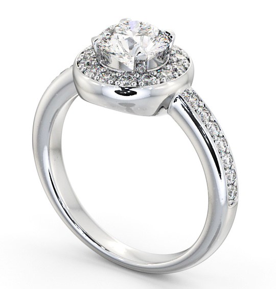  Halo Round Diamond Engagement Ring 18K White Gold - Melford ENRD48_WG_THUMB1 