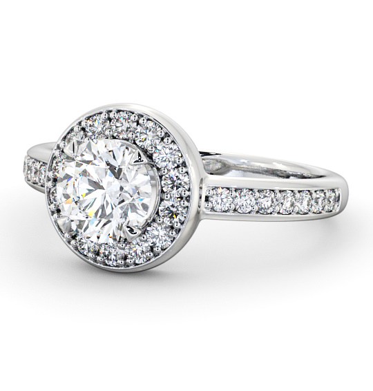  Halo Round Diamond Engagement Ring 18K White Gold - Melford ENRD48_WG_THUMB2 