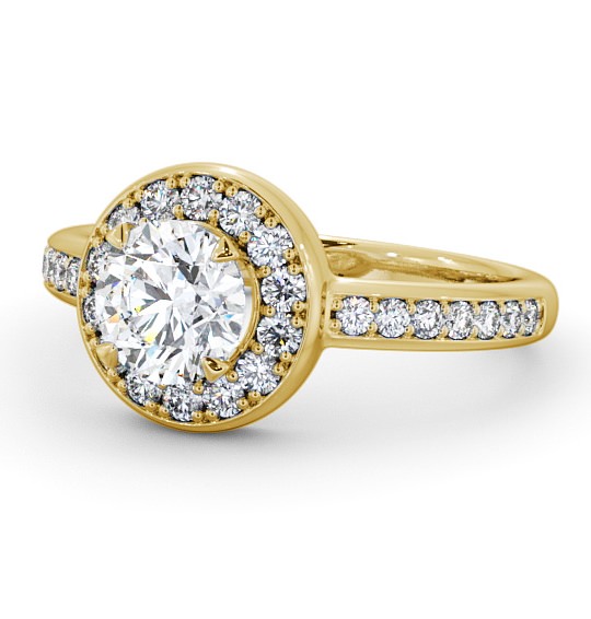 Halo Round Diamond Engagement Ring 18K Yellow Gold - Melford ENRD48_YG_THUMB2 