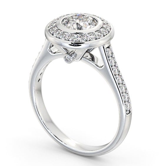  Halo Round Diamond Engagement Ring 18K White Gold - Slayley ENRD49_WG_THUMB1 