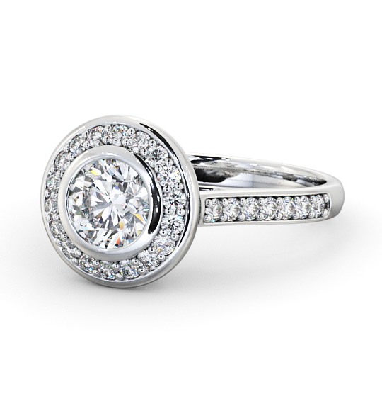  Halo Round Diamond Engagement Ring 18K White Gold - Slayley ENRD49_WG_THUMB2 