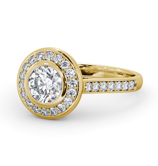  Halo Round Diamond Engagement Ring 18K Yellow Gold - Slayley ENRD49_YG_THUMB2 
