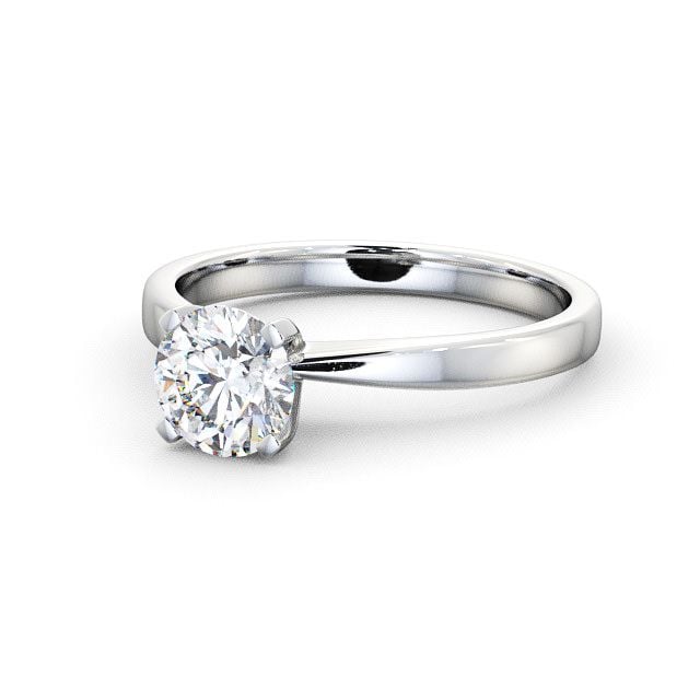 Round Diamond Engagement Ring 18K White Gold Solitaire - Inverie ENRD4_WG_FLAT