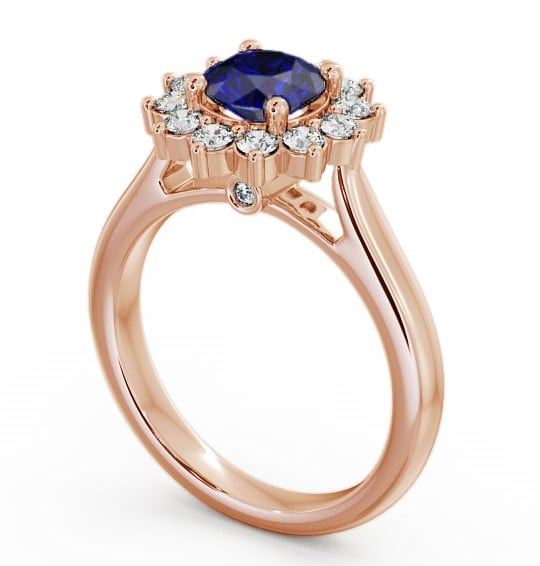 Cluster Blue Sapphire and Diamond 1.49ct Ring 18K Rose Gold - Sulby ENRD50GEM_RG_BS_THUMB1