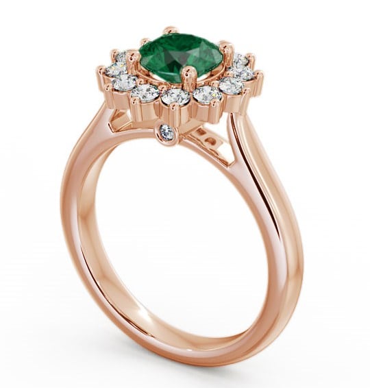 Cluster Emerald and Diamond 1.24ct Ring 18K Rose Gold - Sulby ENRD50GEM_RG_EM_THUMB1