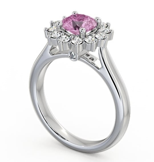  Cluster Pink Sapphire and Diamond 1.49ct Ring 18K White Gold - Sulby ENRD50GEM_WG_PS_THUMB1 