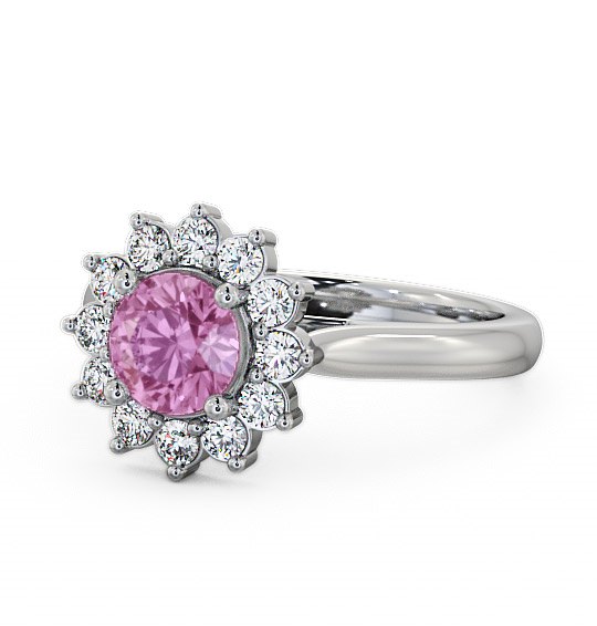  Cluster Pink Sapphire and Diamond 1.49ct Ring 18K White Gold - Sulby ENRD50GEM_WG_PS_THUMB2 
